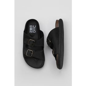 Bueno Shoes 01WS11001 Siyah Nubuk Kadın Düz Terlik