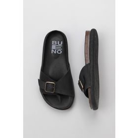 Bueno Shoes 01WS11003 Siyah Nubuk Kadın Düz Terlik