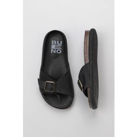 Bueno Shoes 01WS11003 Siyah Nubuk Kadın Düz Terlik