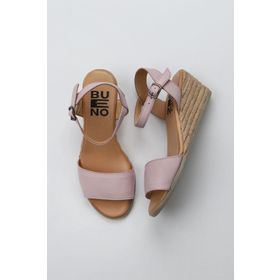 Bueno Shoes 01WS11101 Pembe Deri Kadın Dolgu Topuklu Espadril Sandalet