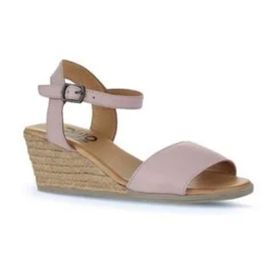Bueno Shoes 01WS11101 Pembe Deri Kadın Dolgu Topuklu Espadril Sandalet