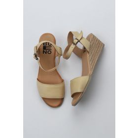 Bueno Shoes 01WS11101 Sarı Deri Kadın Dolgu Topuklu Espadril Sandalet