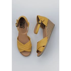 Bueno Shoes 01WS11102 Sarı Deri Kadın Dolgu Topuklu Espadril
