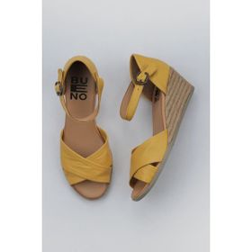 Bueno Shoes 01WS11102 Sarı Deri Kadın Dolgu Topuklu Espadril