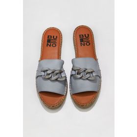 Bueno Shoes 01WS1821 Mavi Deri Kadın Espadril Terlik