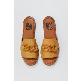 Bueno Shoes 01WS1821 Sarı Deri Kadın Espadril Terlik