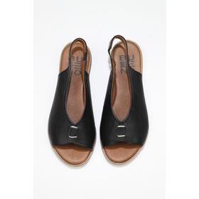 Bueno Shoes 01WS2512 Siyah Deri Kadın Düz Sandalet
