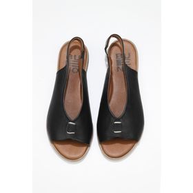 Bueno Shoes 01WS2512 Siyah Deri Kadın Düz Sandalet