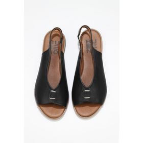 Bueno Shoes 01WS2512 Siyah Deri Kadın Düz Sandalet