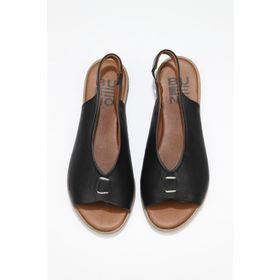 Bueno Shoes 01WS2512 Siyah Deri Kadın Düz Sandalet