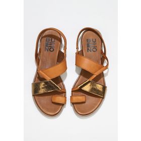 Bueno Shoes 01ws2513 Taba Bronz Deri Kadın Düz Sandalet