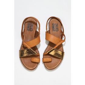 Bueno Shoes 01ws2513 Taba Bronz Deri Kadın Düz Sandalet