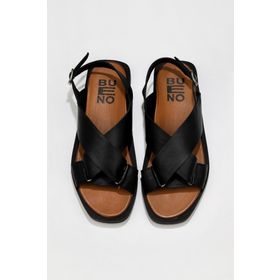 Bueno Shoes 01WS2801 Siyah Deri Kadın Sandalet