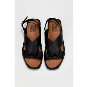 Bueno Shoes 01WS2801 Siyah Deri Kadın Sandalet