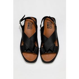 Bueno Shoes 01WS2801 Siyah Deri Kadın Sandalet