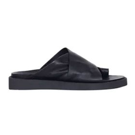 Bueno Shoes 01WS2809 Siyah Deri Parmak Arası Kadın Terlik
