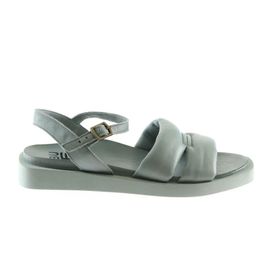 Bueno Shoes 01WS2824 Turkuaz Deri Kadın Düz Sandalet