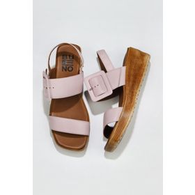 Bueno Shoes 01WS5908 Pembe Deri Kadın Dolgu Topuklu Sandalet