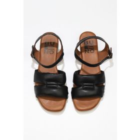 Bueno Shoes 01ws6010 Siyah Khv Bej Deri Kadın Düz Sandalet