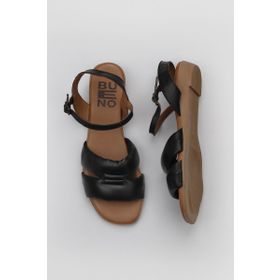 Bueno Shoes 01ws6010 Siyah Khv Bej Deri Kadın Düz Sandalet