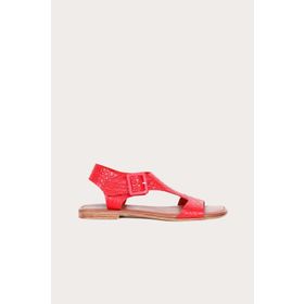 Bueno Shoes 01WS6904 Kırmızı Deri Kadın Düz Sandalet