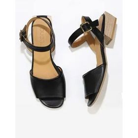 Bueno Shoes 01WS7504 Siyah Deri Kadın Topuklu Sandalet