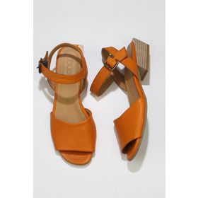 Bueno Shoes 01WS7504 Turuncu Deri Kadın Topuklu Sandalet