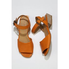 Bueno Shoes 01WS7504 Turuncu Deri Kadın Topuklu Sandalet