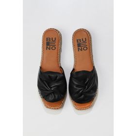 Bueno Shoes 01WS9900 Siyah Deri Kadın Espadril Terlik
