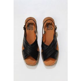 Bueno Shoes 01WS9912 Siyah Deri Espadril Kadın Sandalet