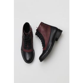 Bueno Shoes 01WT2601 Siyah Bordo Deri Kadın Düz Bot