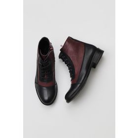 Bueno Shoes 01WT2601 Siyah Bordo Deri Kadın Düz Bot