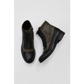 Bueno Shoes 01WT2601 Siyah Yeşil Deri Kadın Bot