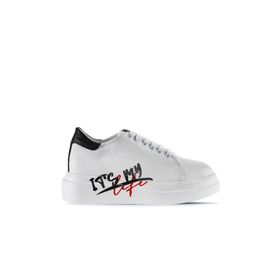 Bueno Shoes 01WT4700 Deri Beyaz Siyah Kadın Spor Ayakkabı