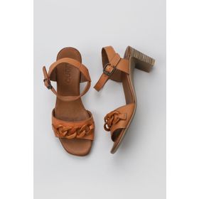 Bueno Shoes 01WU11101 Taba Deri Topuklu Kadın Sandalet