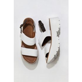 Bueno Shoes 01wu11400 Beyaz Deri Dolgu Topuklu Kadın Sandalet