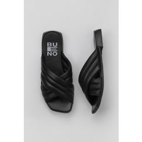 Bueno Shoes 01WU1803 Siyah Deri Kadın Düz Terlik