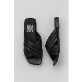 Bueno Shoes 01WU1803 Siyah Deri Kadın Düz Terlik