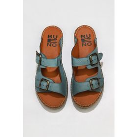 Bueno Shoes 01WU2518 Mavi Deri Kadın Düz Terlik
