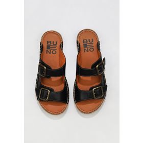 Bueno Shoes 01WU2518 Siyah Deri Kadın Düz Terlik