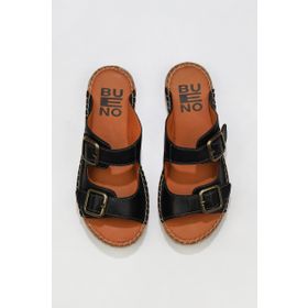 Bueno Shoes 01WU2518 Siyah Deri Kadın Düz Terlik