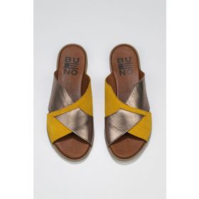 Bueno Shoes 01WU3000 Sarı Gri Süet Deri Kadın Sandalet