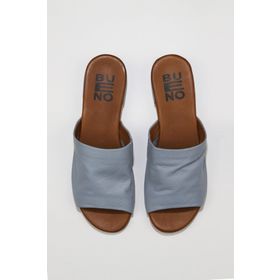 Bueno Shoes 01WU3100 Mavi Deri Kadın Düz Terlik