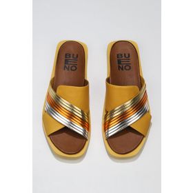 Bueno Shoes 01WU3315 Sarı Multi Deri Kadın Sandalet