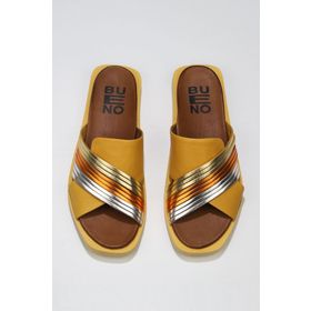 Bueno Shoes 01WU3315 Sarı Multi Deri Kadın Sandalet