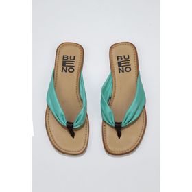 Bueno Shoes 01WU3400 Yeşil Deri Kadın Parmak Arası Terlik