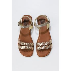 Bueno Shoes 01WU3415 Sarı Pudra Parlak Deri Kadın Düz Sandalet