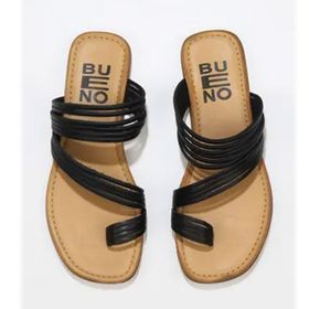 Bueno Shoes 01WU3418 Siyah Deri Kadın Parmak Arası Terlik