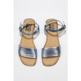 Bueno Shoes 01WU3420 Mavi Parlak Deri Kadın Sandalet