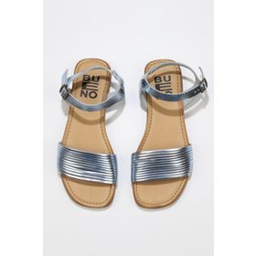 Bueno Shoes 01WU3420 Mavi Parlak Deri Kadın Sandalet